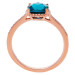 9ct Rose Gold London Blue Topaz & Diamond Cushion Ring