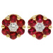 18ct Yellow Gold Diamond & 0.44ct Ruby Earrings