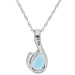 9ct White Gold Blue Topaz & Diamond Curl Pendant Necklace