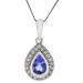 18ct White Gold Tanzanite & Diamond Pear Cluster Pendant