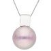 18ct White Gold 14mm Pink Cultured River Pearl & Diamond Pendant