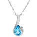 9ct White Gold Blue Topaz & Diamond Curl Pendant Necklace