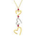 9ct Yellow Gold Ruby & Diamond Heart Necklace