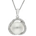 18ct White Gold Pearl & Diamond Fancy Cluster Pendant