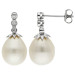 18ct White Gold 9mm Freshwater Pearl & Diamond Drop Earrings