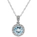 9ct White Gold Aquamarine & Diamond Halo Pendant Necklace