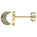 9ct Yellow Gold Diamond Cluster Moon Stud Earrings 