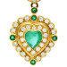18ct Yellow Gold Diamond & Emerald Heart Pendant
