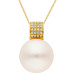 18ct Yellow Gold 14mm White Cultured Rive Pearl & Diamond Pendant