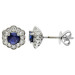 18ct White Gold 0.60ct Sapphire & Diamond Halo Earrings