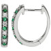 9ct White Gold Diamond & Emerald Hoop Earrings