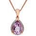 9ct Rose Gold Pink Amethyst & Diamond Pear Cluster Pendant