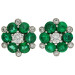 18ct White Gold Emerald & Diamond Cluster Earrings