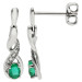 9ct White Gold Emerald & Diamond Twist Drop Earrings