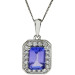 18ct White Gold Tanzanite & Diamond Halo Pendant