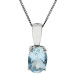 9ct White Gold 7mm Aquamarine Solitaire Oval Shape Pendant
