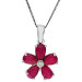 9ct White Gold 1.25ct Ruby & Diamond Flower Cluster Pendant