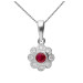 18ct White Gold 0.15ct Ruby & 0.10ct Diamond Cluster Pendant