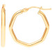 9ct Yellow Gold 21mm Octagon Hoop Earrings