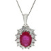 Ruby & Diamond Cluster Pendant 18ct White Gold