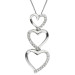 9ct White Gold & Diamond Triple Heart Pendant