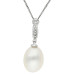 18ct White Gold Pearl & Diamond Drop Pendant
