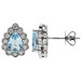 9ct White Gold Diamond & Aquamarine Halo Stud Earrings