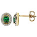 9ct Yellow Gold Green Tourmaline & Diamond Stud Earrings 