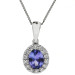 18ct White Gold Tanzanite & Diamond Cluster Pendant