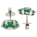 18ct White Gold Emerald & Diamond Cluster Earrings