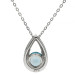 9ct White Gold Blue Topaz Pear Drop Pendant