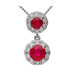 18ct White Gold 0.40ct Ruby & 0.10ct Diamond Double Cluster Pendant