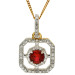 9ct Yellow Gold Ruby & Diamond Deco Pendant