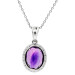 9ct White Gold Amethyst & Diamond Pendant Necklace