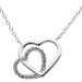 9ct White Gold Double Heart Cubic Zirconia Pendant Necklace