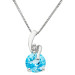 9ct White Gold Sky Blue Topaz & Diamond Pendant