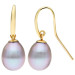 9ct Yellow Gold 9-10mm Grey Teardrop Cultured Rive Pearl Drop Earrings