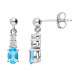 9ct White Gold 0.80ct Swiss Blue Topaz & 0.18ct Diamond Drop Earrings
