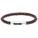 Men's Antique Dark Brown Leather Bracelet With Steel Clasp