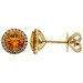 18ct Yellow Gold Citrine & Diamond Halo Stud Earrings