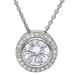 Sterling Silver Cubic Zirconia Round Halo Pendant Necklace