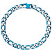 Men's Blue Plated Stainless Steel 7mm Figaro Chain Bracelet