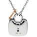 18ct White Gold Diamond Padlock & Rose Gold Key Necklace