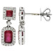 9ct White Gold Ruby & Diamond Double Drop Earrings