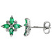 18ct White Gold Emerald & Diamond Flower Stud Earrings