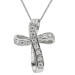 9ct White Gold Cubic Zirconia Twist Cross Pendant