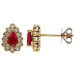 9ct Yellow Gold Ruby & Diamond Pear Shape Stud Earrings