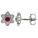 9ct White Gold Ruby & Diamond Flower Cluster Stud Earrings