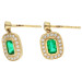 18ct Yellow Gold Diamond & Emerald Earrings