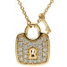 18ct Yellow Gold Diamond Padlock & Key Necklace